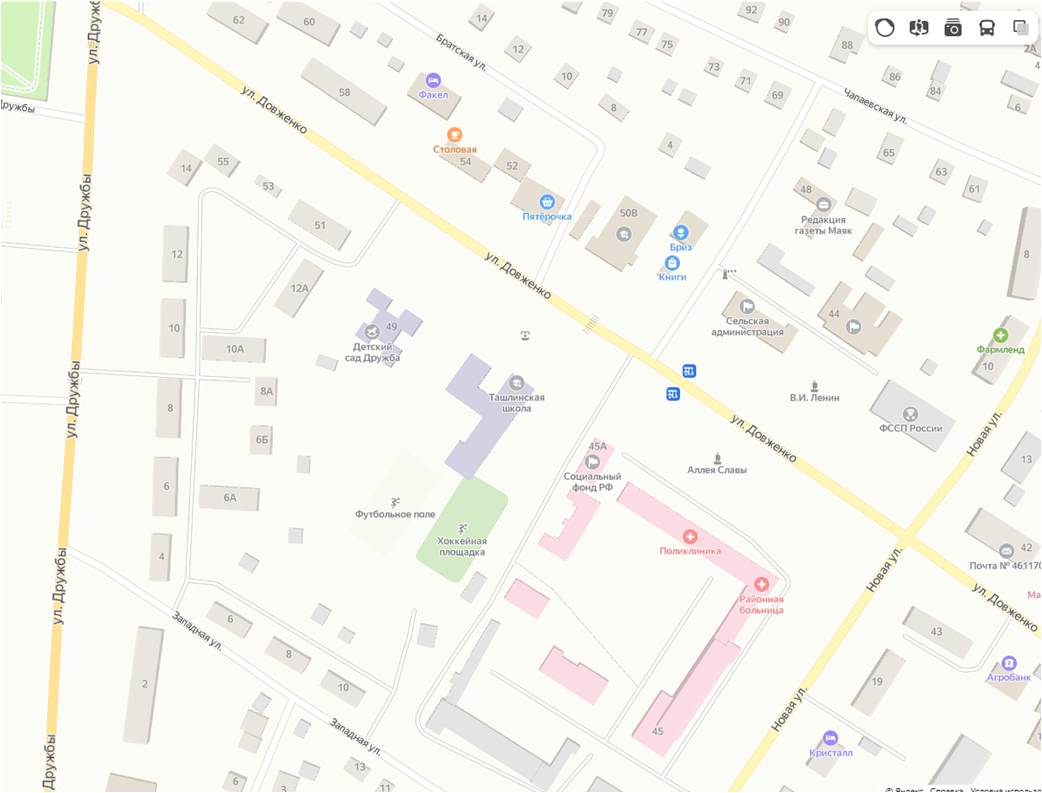 Карта на сайте Яндекса